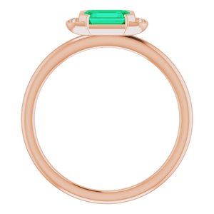 14K Rose Gold Lab-Grown Emerald & .02 CTW Natural Diamond Stackable Ring