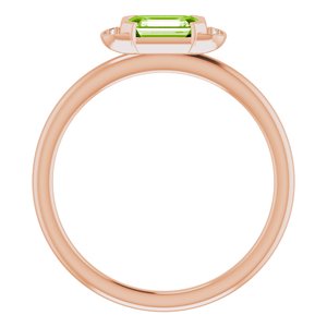 14K Rose Gold Natural Peridot & .02 CTW Natural Diamond Stackable Ring