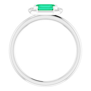 Platinum Natural Emerald & .02 CTW Natural Diamond Stackable Ring