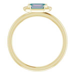 14K Yellow Gold Lab-Grown Alexandrite & .02 CTW Natural Diamond Stackable Ring