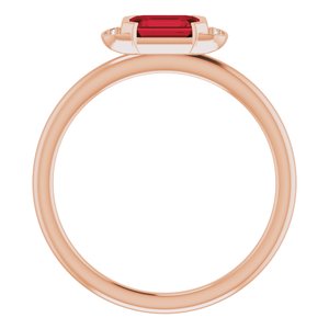 14K Rose Gold Natural Mozambique Garnet & .02 CTW Natural Diamond Stackable Ring