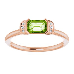 14K Rose Gold Natural Peridot & .02 CTW Natural Diamond Stackable Ring