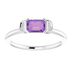 Platinum Natural Amethyst & .02 CTW Natural Diamond Stackable Ring