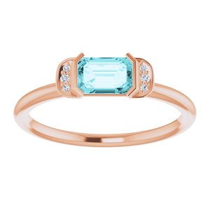 14K Rose Gold Natural Blue Zircon & .02 CTW Natural Diamond Stackable Ring