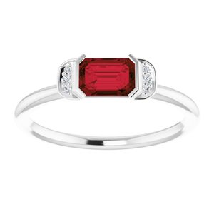 Sterling Silver Natural Mozambique Garnet & .02 CTW Natural Diamond Stackable Ring