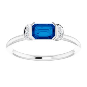 Platinum Natural Blue Sapphire & .02 CTW Natural Diamond Stackable Ring