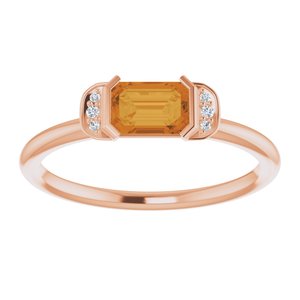 14K Rose Gold Natural Citrine & .02 CTW Natural Diamond Stackable Ring