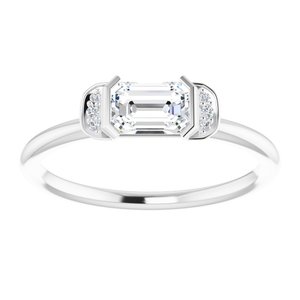 Sterling Silver Natural White Sapphire & .02 CTW Natural Diamond Stackable Ring