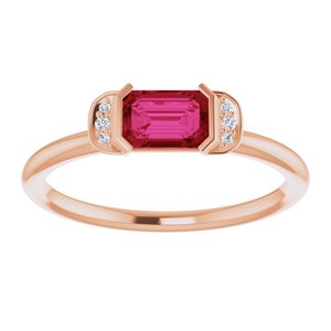 14K Rose Gold Natural Ruby & .02 CTW Natural Diamond Stackable Ring