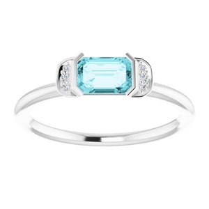 Platinum Natural Blue Zircon & .02 CTW Natural Diamond Stackable Ring