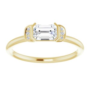 14K Yellow Gold Natural White Sapphire & .02 CTW Natural Diamond Stackable Ring