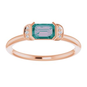 14K Rose Gold Lab-Grown Alexandrite & .02 CTW Natural Diamond Stackable Ring
