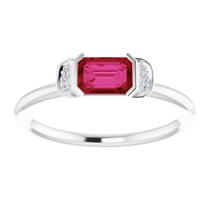 Sterling Silver Natural Ruby & .02 CTW Natural Diamond Stackable Ring