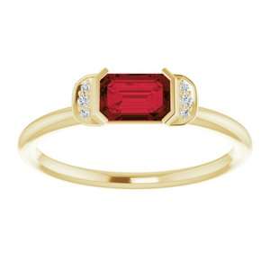 14K Yellow Gold Natural Mozambique Garnet & .02 CTW Natural Diamond Stackable Ring