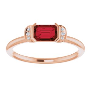 14K Rose Gold Natural Mozambique Garnet & .02 CTW Natural Diamond Stackable Ring