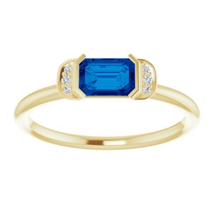14K Yellow Gold Lab-Grown Blue Sapphire & .02 CTW Natural Diamond Stackable Ring