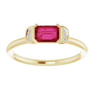 14K Yellow Gold Lab-Grown Ruby & .02 CTW Natural Diamond Stackable Ring