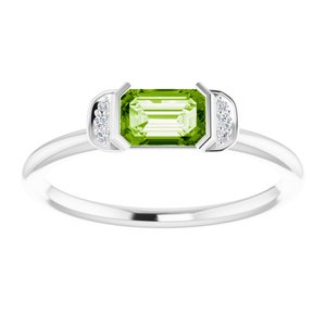 Platinum Natural Peridot & .02 CTW Natural Diamond Stackable Ring