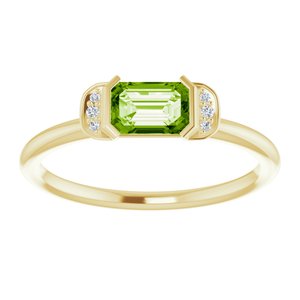 14K Yellow Gold Natural Peridot & .02 CTW Natural Diamond Stackable Ring