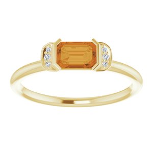 14K Yellow Gold Natural Citrine & .02 CTW Natural Diamond Stackable Ring