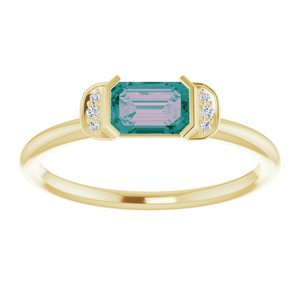 14K Yellow Gold Lab-Grown Alexandrite & .02 CTW Natural Diamond Stackable Ring