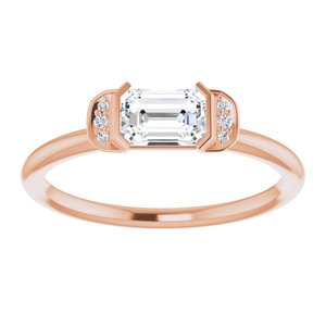 14K Rose Gold Natural White Sapphire & .02 CTW Natural Diamond Stackable Ring