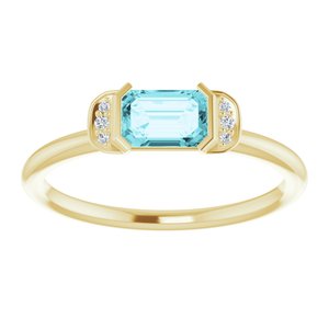 14K Yellow Gold Natural Blue Zircon & .02 CTW Natural Diamond Stackable Ring
