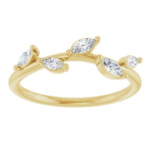 14K Yellow Gold 1/4 CTW Natural Diamond Leaf Ring