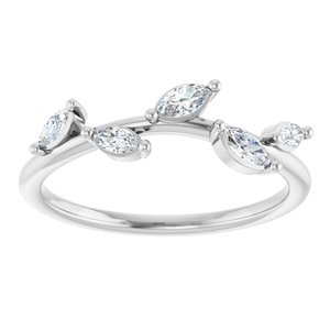 14K White Gold 1/4 CTW Natural Diamond Leaf Ring