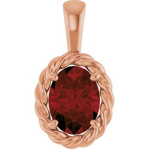 14K Rose Gold Natural Mozambique Garnet Rope Charm/Pendant