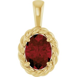 14K Yellow Gold Natural Mozambique Garnet Rope Charm/Pendant