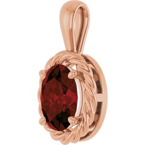 14K Rose Gold Natural Mozambique Garnet Rope Charm/Pendant