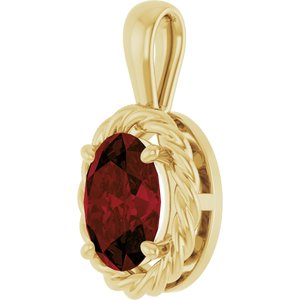 14K Yellow Gold Natural Mozambique Garnet Rope Charm/Pendant