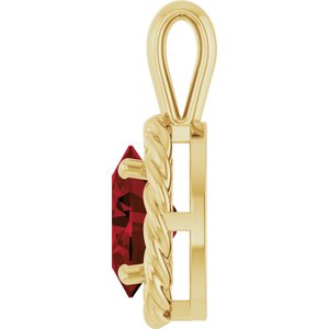 14K Yellow Gold Natural Mozambique Garnet Rope Charm/Pendant