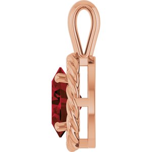 14K Rose Gold Natural Mozambique Garnet Rope Charm/Pendant