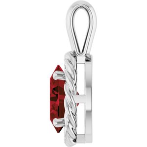 Sterling Silver Natural Mozambique Garnet Rope Charm/Pendant