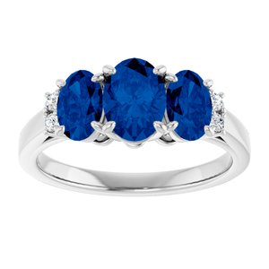Platinum Lab-Grown Blue Sapphire & .05 CTW Natural Diamond Ring