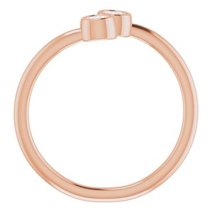 14K Rose Gold Natural White Sapphire Two-Stone Ring