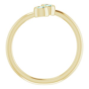 14K Yellow Gold Natural Blue Zircon Two-Stone Ring