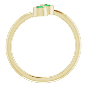 14K Yellow Gold Natural Emerald Two-Stone Ring