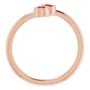 14K Rose Gold Natural Ruby Two-Stone Ring