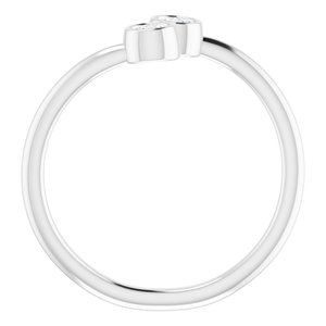 14K White Gold Natural White Sapphire Two-Stone Ring