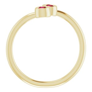 14K Yellow Gold Natural Ruby Two-Stone Ring