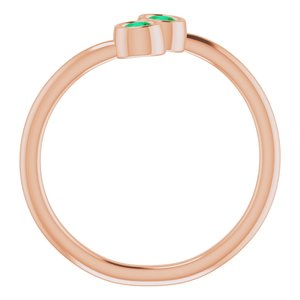 14K Rose Gold Natural Emerald Two-Stone Ring