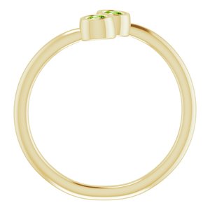 14K Yellow Gold Natural Peridot Two-Stone Ring