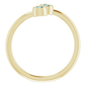 14K Yellow Gold Natural London Blue Topaz Two-Stone Ring