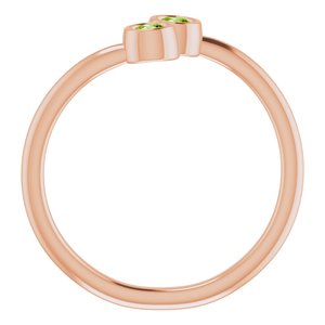 14K Rose Gold Natural Peridot Two-Stone Ring