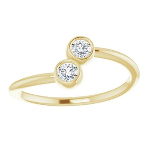 14K Yellow Gold Natural White Sapphire Two-Stone Ring