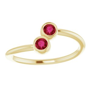 14K Yellow Gold Natural Ruby Two-Stone Ring