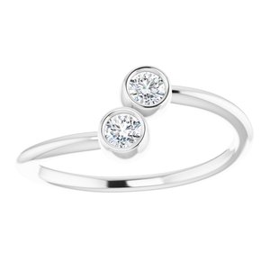 14K White Gold Natural White Sapphire Two-Stone Ring